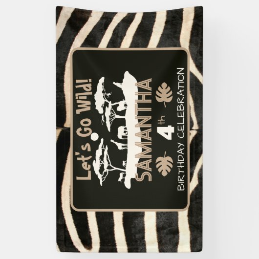 Dierenprint Zebra Verjaardagsbanner Spandoek (Verticaal)