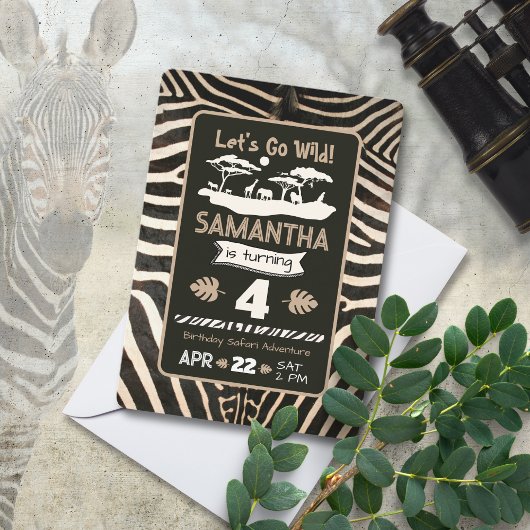 Dierenprint Zebra Verjaardagsuitnodiging Kaart