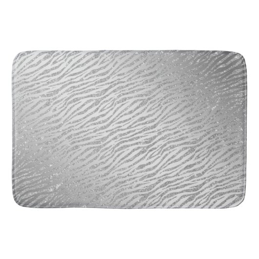 Dierenprint Zilveren Glitter Glam Badmat (Voorkant)