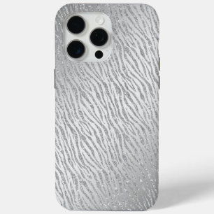 Dierenprint Zilveren Glitter Glam iPhone 15 Pro Max Hoesje