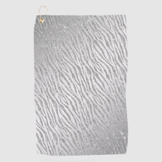 Dierenprint Zilveren Glitter Glam Golfhanddoek (Voorkant)
