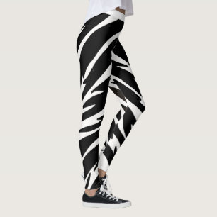Dierenprint Zwart Wit Tijger Strepen Patroon Leggings
