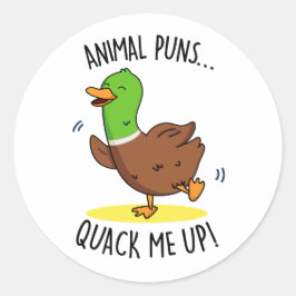 Dierenpuns kwack me up grappige eend woordspeling ronde sticker