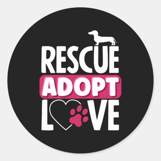 Dierenredding Adopteer Liefde Pet Adoptie Ronde Sticker (Voorkant)