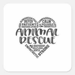 Dierenredding, adopteren, voeden vierkante sticker