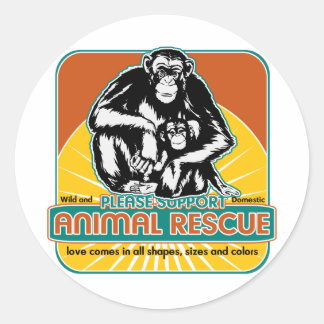 Dierenredding Chimpansee Ronde Sticker