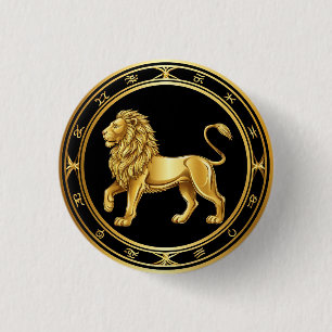 Dierenriem Leeuw Embleem Ronde Button 3,2 Cm