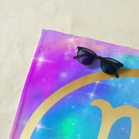 Dierenriem Schorpioen Goud op Kleurrijke Achtergro Strandlaken (In situ)