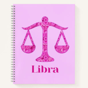 Dierenriem voor Weegschaal in Magenta en Roze Notitieboek