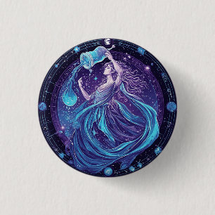 Dierenriem Waterman met sterren en mystieke symbol Ronde Button 3,2 Cm