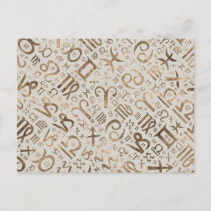Dierenriemsymbool glyphs pastelgoud briefkaart