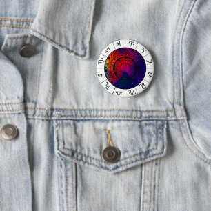 Dierenriemtekens - Astrologisch Wiel Ronde Button 5,7 Cm