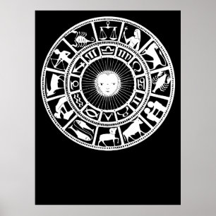 Dierenriemwiel met Zon en Astrologische Symbolen Poster