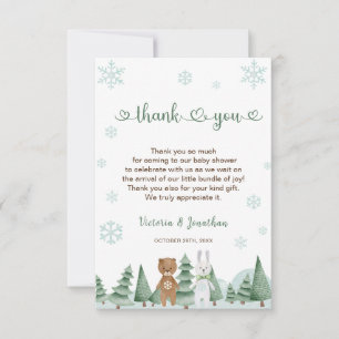 Dierensneeuwvlok Winter Baby Shower Bedankkaart
