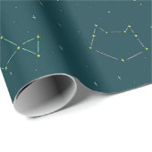 Dierensterrenbeelden Blauwgroen Night Sky Wrapping Cadeaupapier (Rol Hoek)