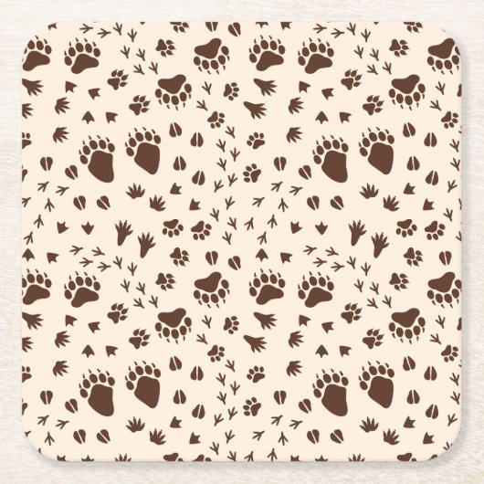 DIERENTRACKS VIERKANTE KARTONNEN ONDERZETTER (Voorkant)