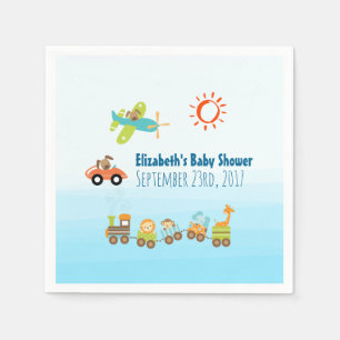 Dierentrein en Baby shower van vliegtuigjongen Servet