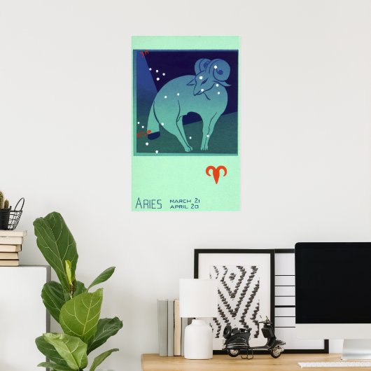 dierentuin, astrologie Aries Ram Constellation Poster (Thuiskantoor)