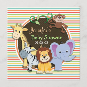 Dierentuin Baby shower, heldere regenboogstrepen Kaart