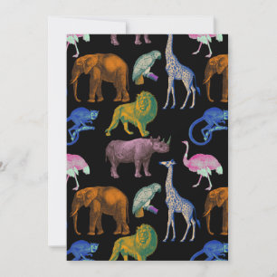 Dierentuin Dieren Levendige Kleuren Pop Art Dieren Kaart
