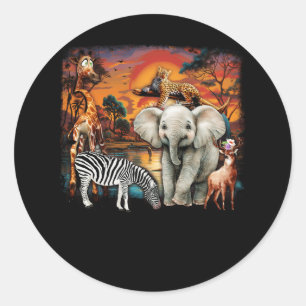 Dierentuin Dieren Wildlife Verjaardagsfeestje Wild Ronde Sticker