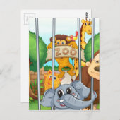 dierentuin en de dieren briefkaart (Voorkant / Achterkant)