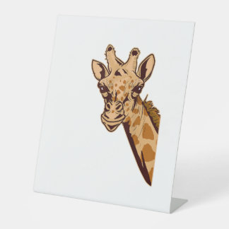 Dierentuin Giraffe Dier - Afrikaanse Savanne Diere Reclamebord Met Voetstuk