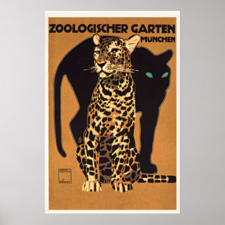 Dierentuin München Black Panther aan het voeren Poster