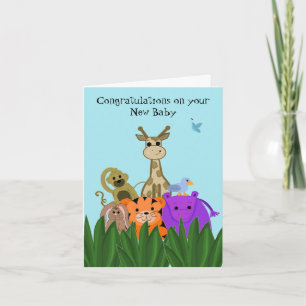 Dierentuin Nieuw Baby Felicitaties Kaart