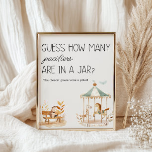 Dierentuin Safari Baby Dieren Baby Shower Raadspel Poster