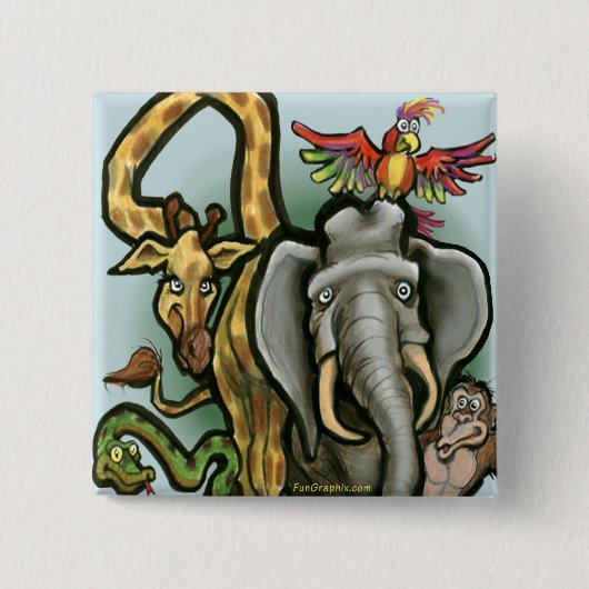 Dierentuin Vierkante Button 5,1 Cm (Voorkant)