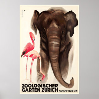 Dierentuin Zürich Zwitserland Oud Poster