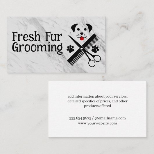 Dierenverzorging | Verzorgingsgereedschap voor het Visitekaartje (Voorkant / Achterkant)