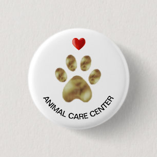 Dierenverzorgingscentrum voor huisdierpoot en -har ronde button 3,2 cm