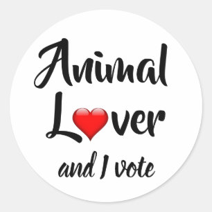 Dierenvriend en ik stem ronde sticker