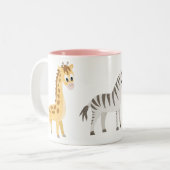 dierenvriend Giraffe en Zebra Tweekleurige Koffiemok