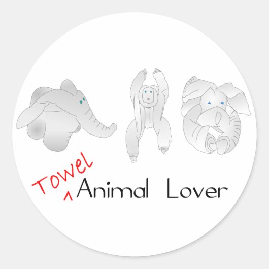 Dierenvriend handdoeken ronde sticker (Voorkant)