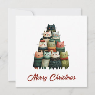 Dierenvriend Kerstboom met Moppige Katten Feestdagenkaart