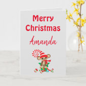 Dierenvriend Safari Monkey Silver Christmas Kaart (Gele Bloem)