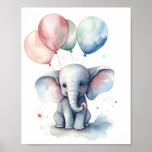 Dierenvriend Waterverf Illustratie Leuke Olifant Poster