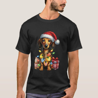 Dierenvrienden Dachshund Dog Santa Hat Christma T-shirt