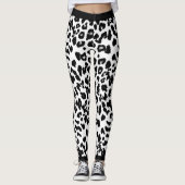 Dierenvrienden Leopard Print Black en White Leggings (Voorkant)