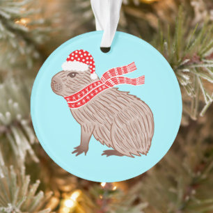 Dierenvrienden met kerstmis Capybara Funny Ornament