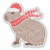 Dierenvrienden met kerstmis Capybara Funny Sticker (Voorkant)