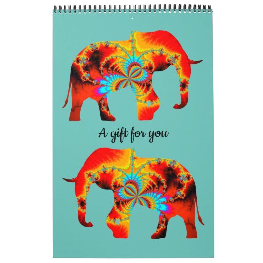 Dierenwelzijn - Elephant Silhouette Fractal 1 Kalender (Hoes)