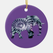 Dierenwelzijn - Elephant Silhouette Fractal 2 Keramisch Ornament (Voorkant)