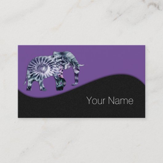 Dierenwelzijn - Elephant Silhouette Fractal 2 Visitekaartje (Voorkant)