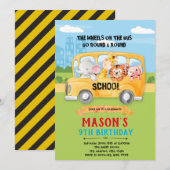 Dierenwiel op busuitnodiging bedankkaart (Voorkant / Achterkant)