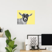 Dierfoto van geitenvlees peekaboe zwart-wit poster (Thuiskantoor)