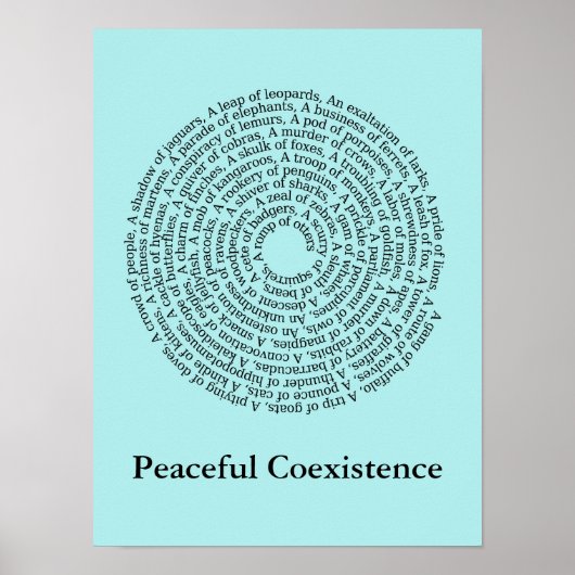 Diergroepnamen/vreedzame coëxistentie-Poster Poster (Voorkant)